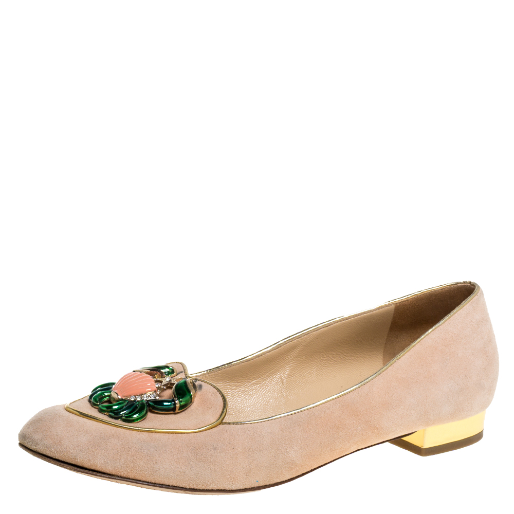 Charlotte Olympia Peach Suede Birthday Zodiac Cancer Ballet Flats Size 40 Charlotte Olympia Peach Suede Birthday Zodiac Cancer Ballet Flats Size 40