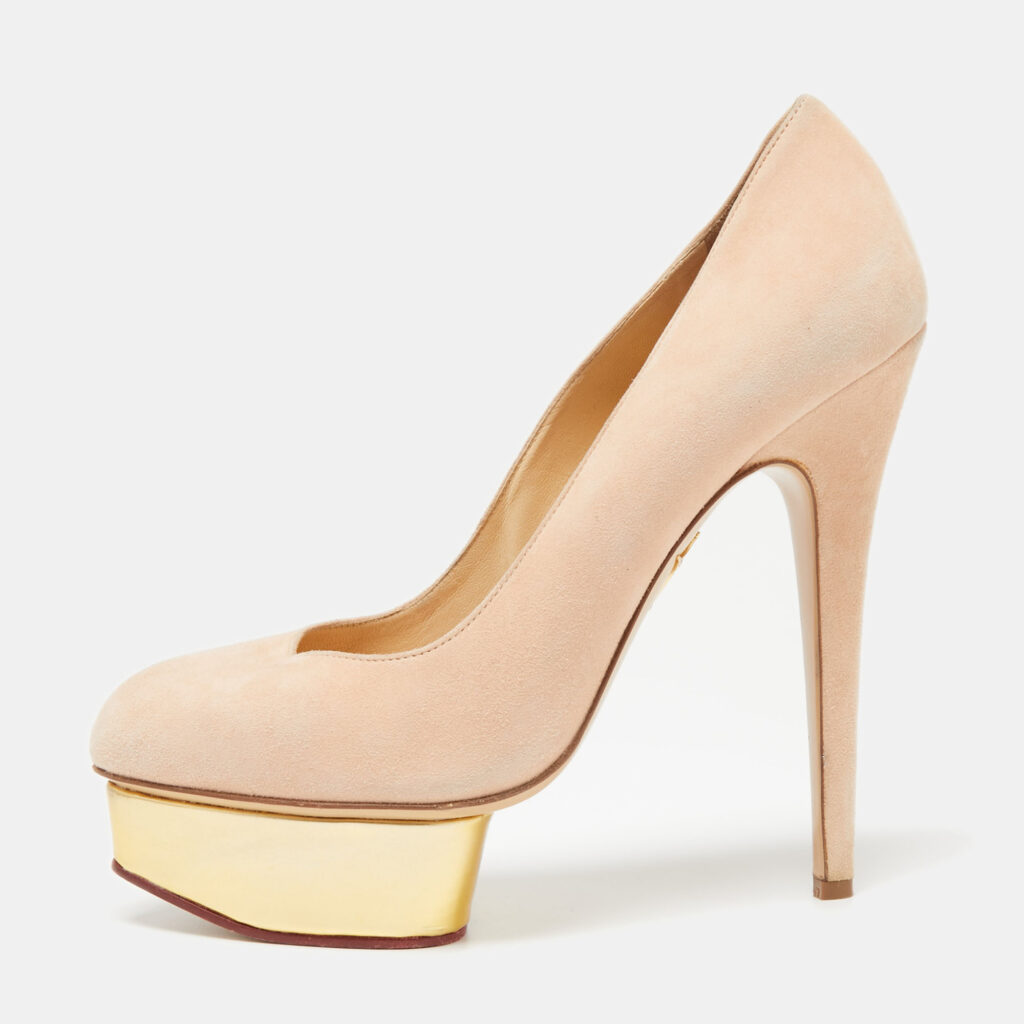 Charlotte Olympia Pink Suede Debbie Platform Pumps Size 39.5
