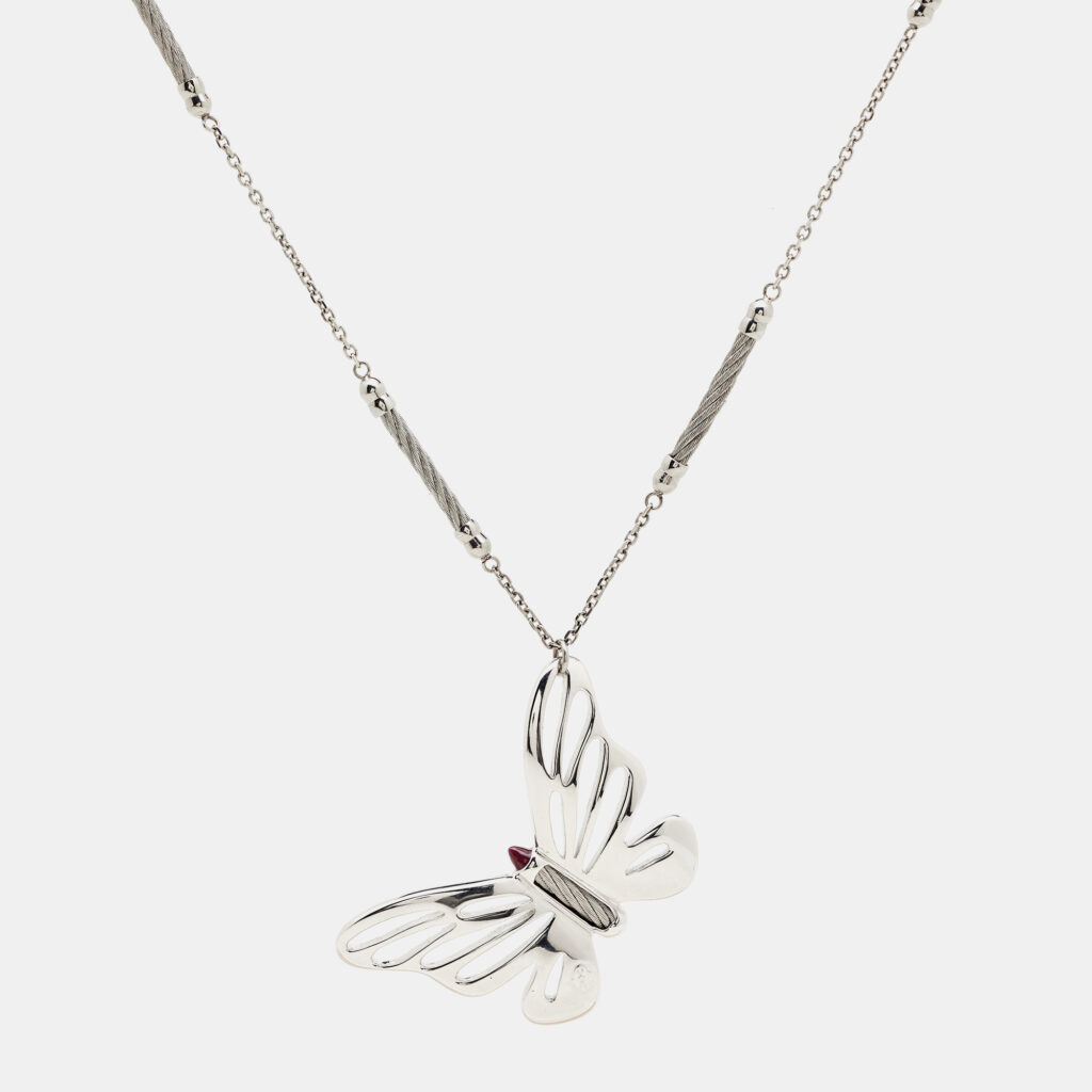Charriol Butterfly Enamel Silver Tone Necklace Charriol Butterfly Enamel Silver Tone Necklace