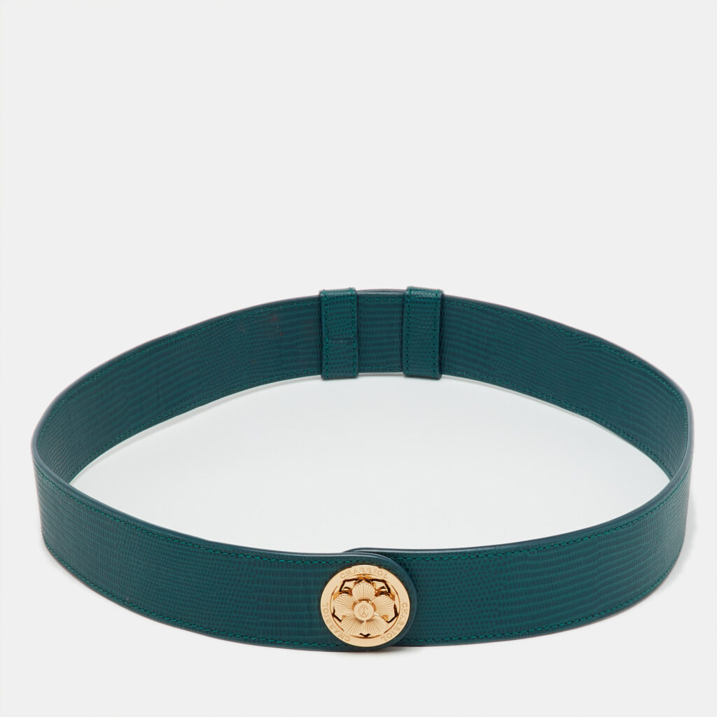 Charriol Green Leather Logo Waist Belt 85cm Charriol Green Leather Logo Waist Belt 85cm