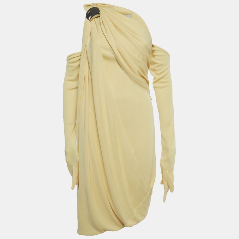 luxury-women-chats-by-cdam-new-clothes-p1246723-1762490765-001.jpg Chats By C.Dam Yellow Jersey One-Shoulder Draped Mini Dress S