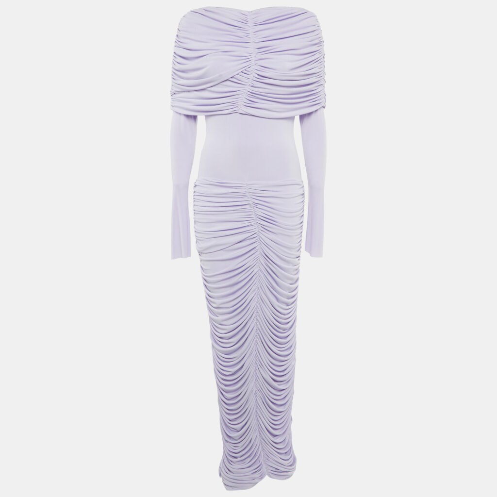 Chats By C.Dam Lavender Jersey Knit Ruched Serafina Maxi Dress S Chats By C.Dam Lavender Jersey Knit Ruched Serafina Maxi Dress S