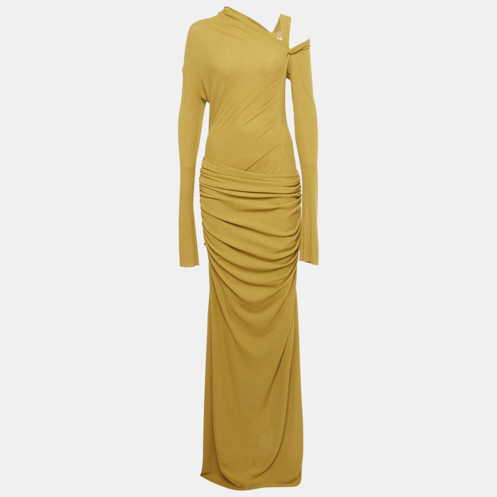 Chats By C.Dam Moss Green Ruched Jersey-Knit Midi Dress M