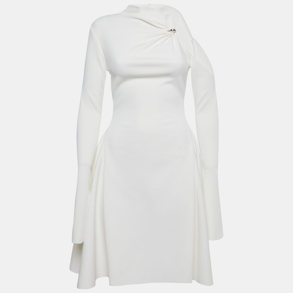 Chats by C.Dam White Jersey Dress and Cut-Out Skirt Set S Chats by C.Dam White Jersey Dress and Cut-Out Skirt Set S