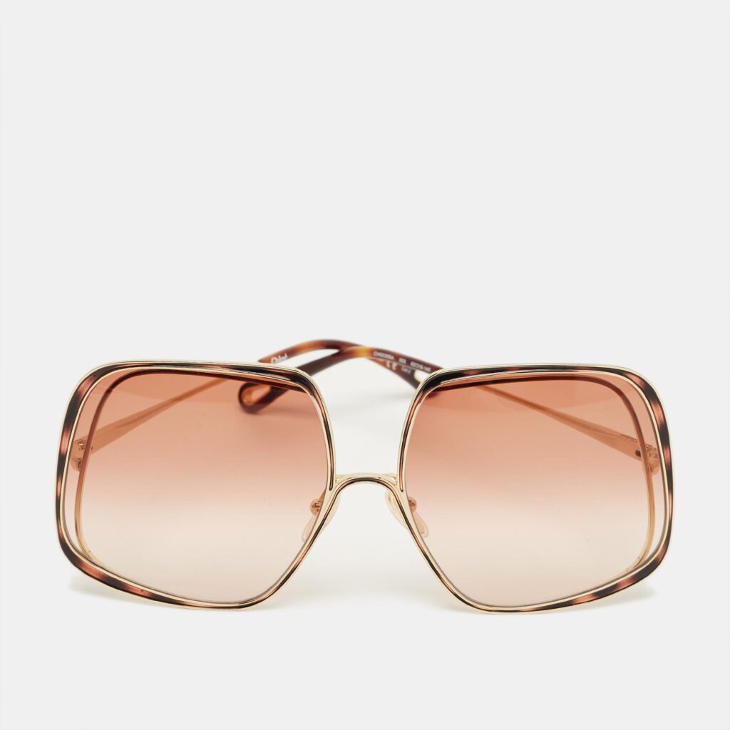 Chloé Brown/Gold Tone Gradient CH0035SA Oversized Sunglasses Chloé Brown/Gold Tone Gradient CH0035SA Oversized Sunglasses