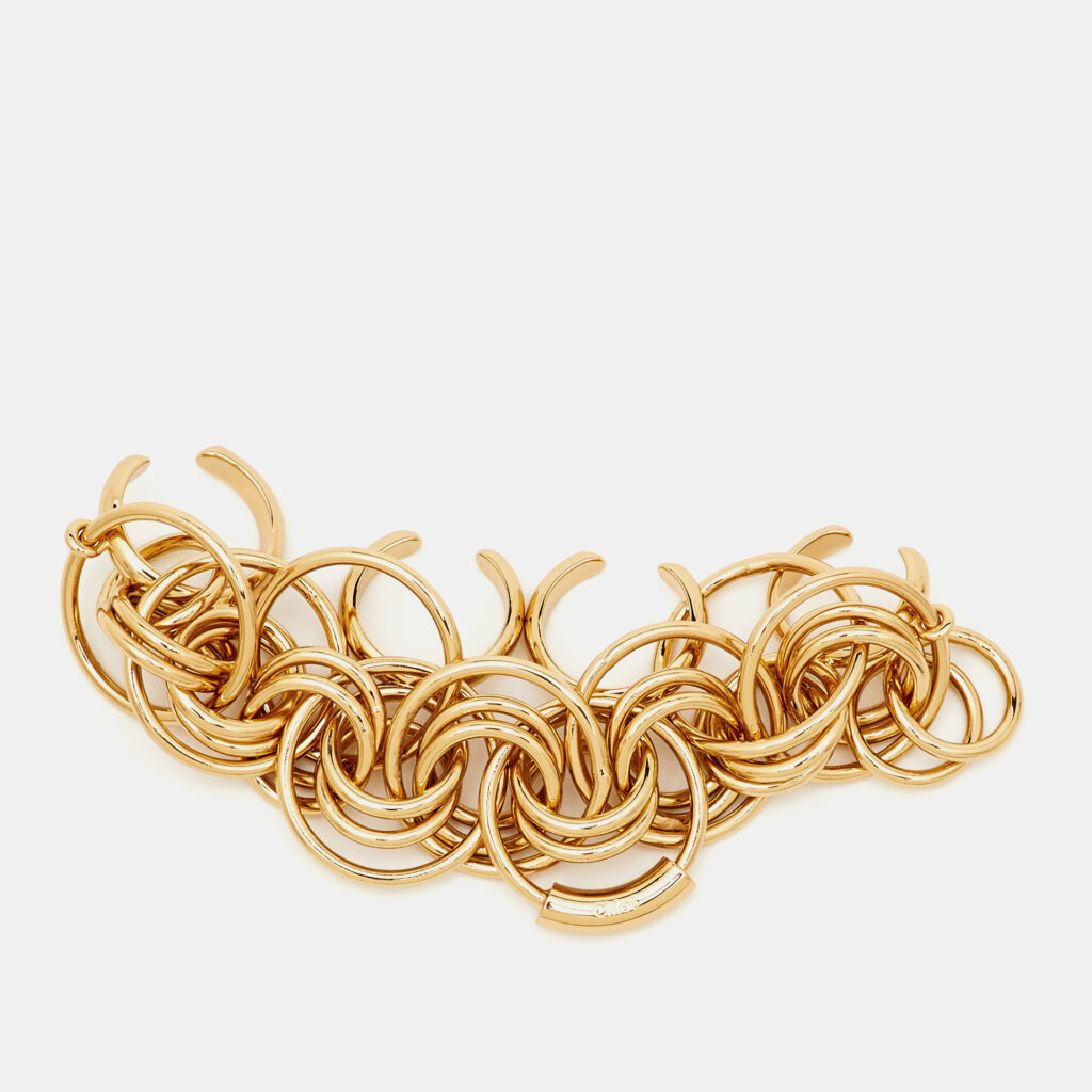 Chloé Reese Gold Tone Multi Finger Cocktail Ring Size 52