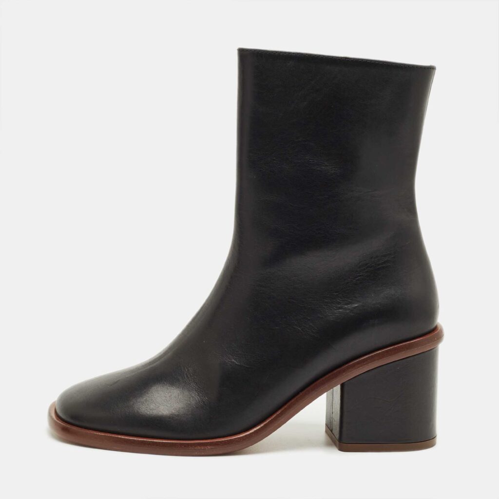 Chloe Black Leather Meganne Ankle Length Boots Size 37