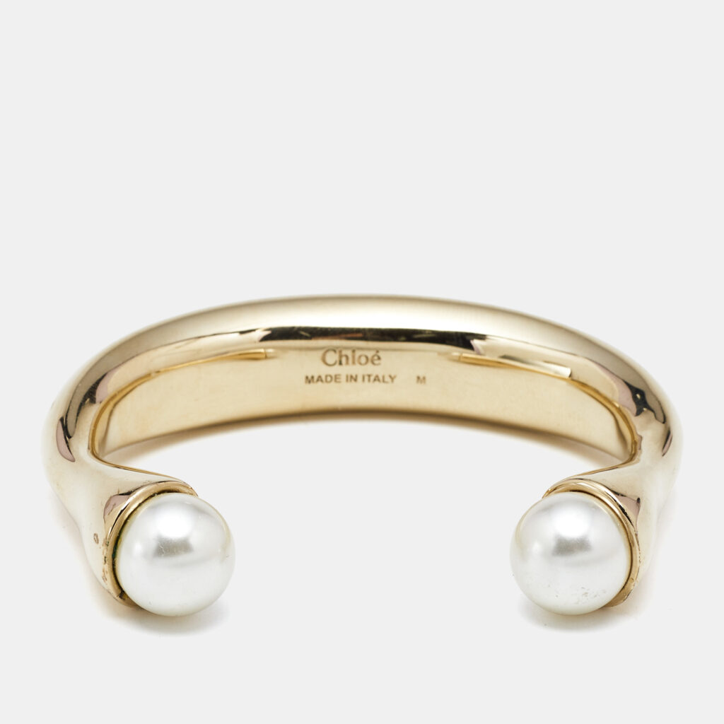 Chloé Faux Pearl Gold Tone Bracelet M Chloé Faux Pearl Gold Tone Bracelet M