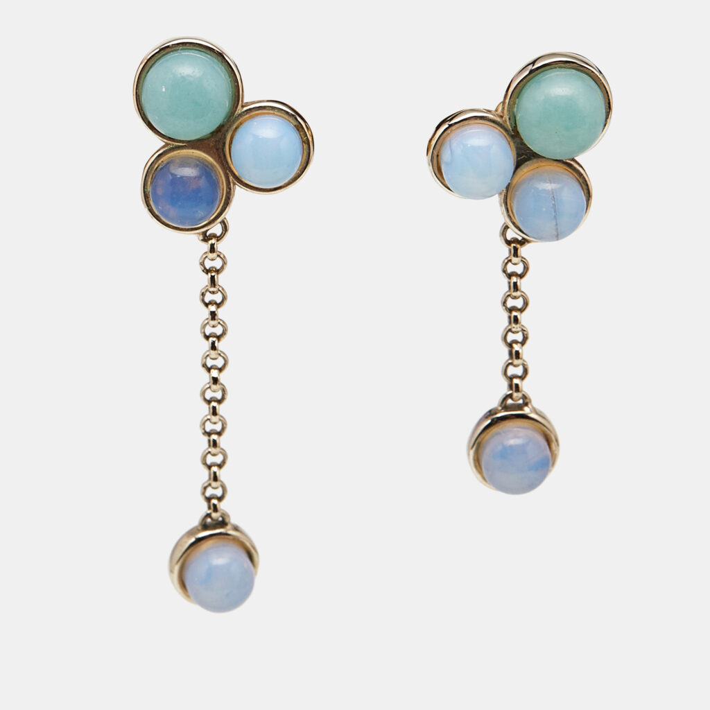 Chloé Moonstone Amazonite Gold Tone Drop Earring Chloé Moonstone Amazonite Gold Tone Drop Earring