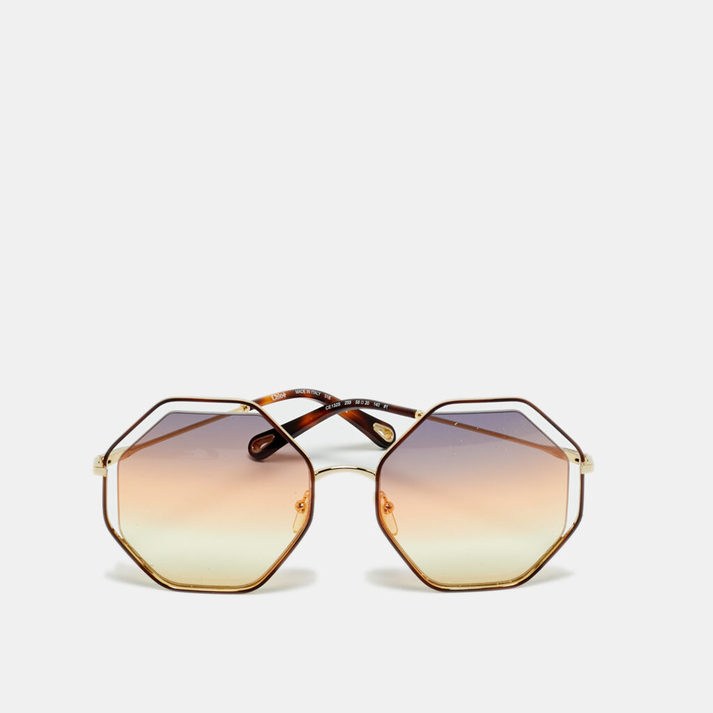 Chloe Brown/Gold Gradient CE132S Poppy Geometric Sunglasses