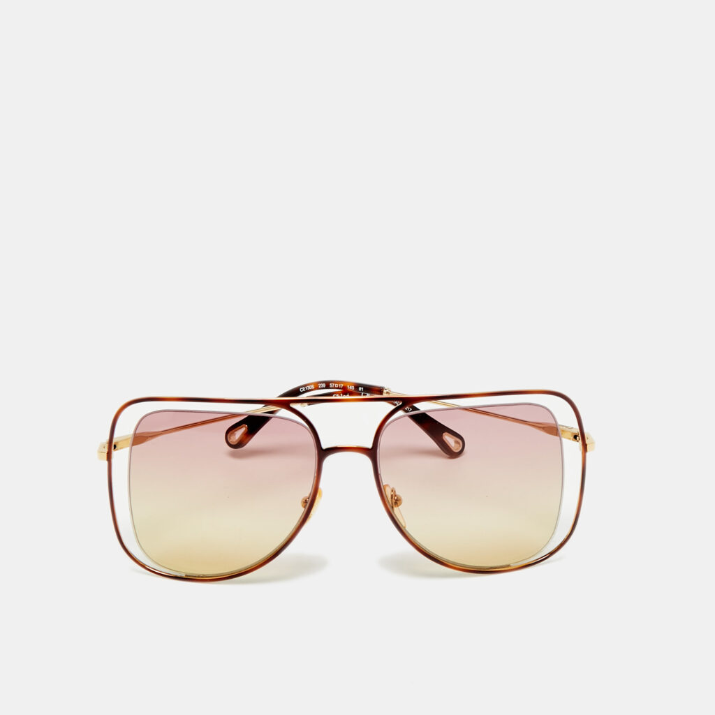 Chloé Pink/Gold Tone Gradient CE130S Frame Square Sunglasses