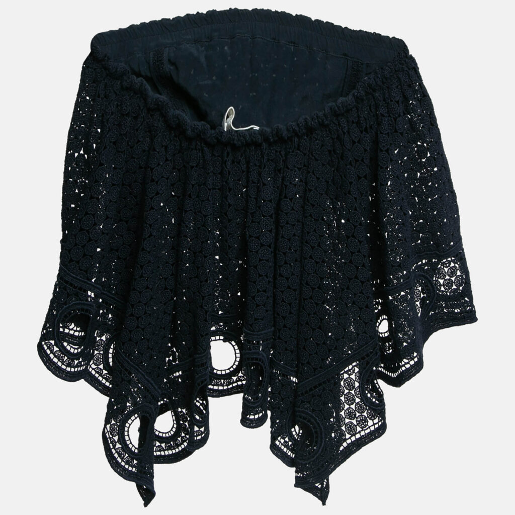 Chloe Navy Blue Lace Asymmetric Strapless Top S