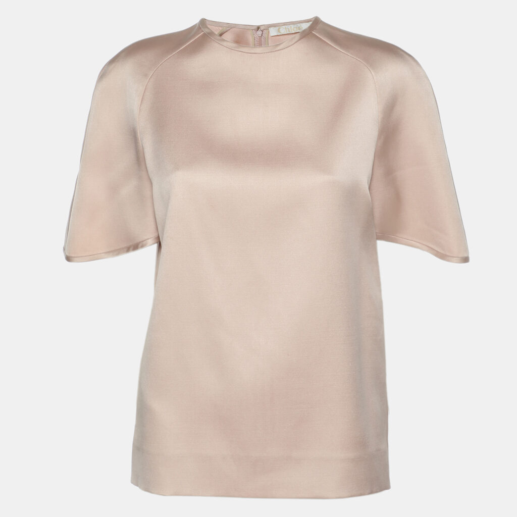 Chloe Beige Wool Blend Satin Top S Chloe Beige Wool Blend Satin Top S