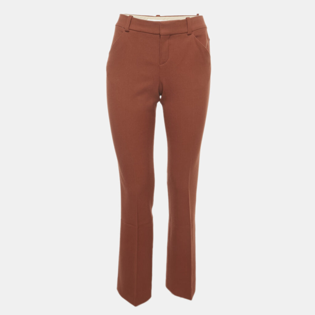 Chloe Burnt Orange Wool Straight Leg Trousers S Chloe Burnt Orange Wool Straight Leg Trousers S