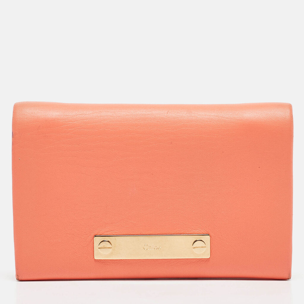 Chloe Orange Leather Fold Over Flap Wallet Chloe Orange Leather Fold Over Flap Wallet