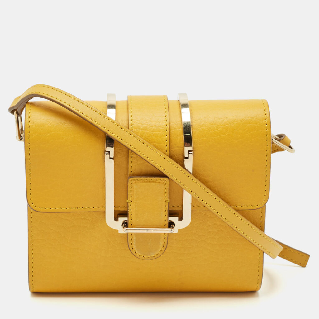 Chloe Yellow Leather Bronte Crossbody Bag