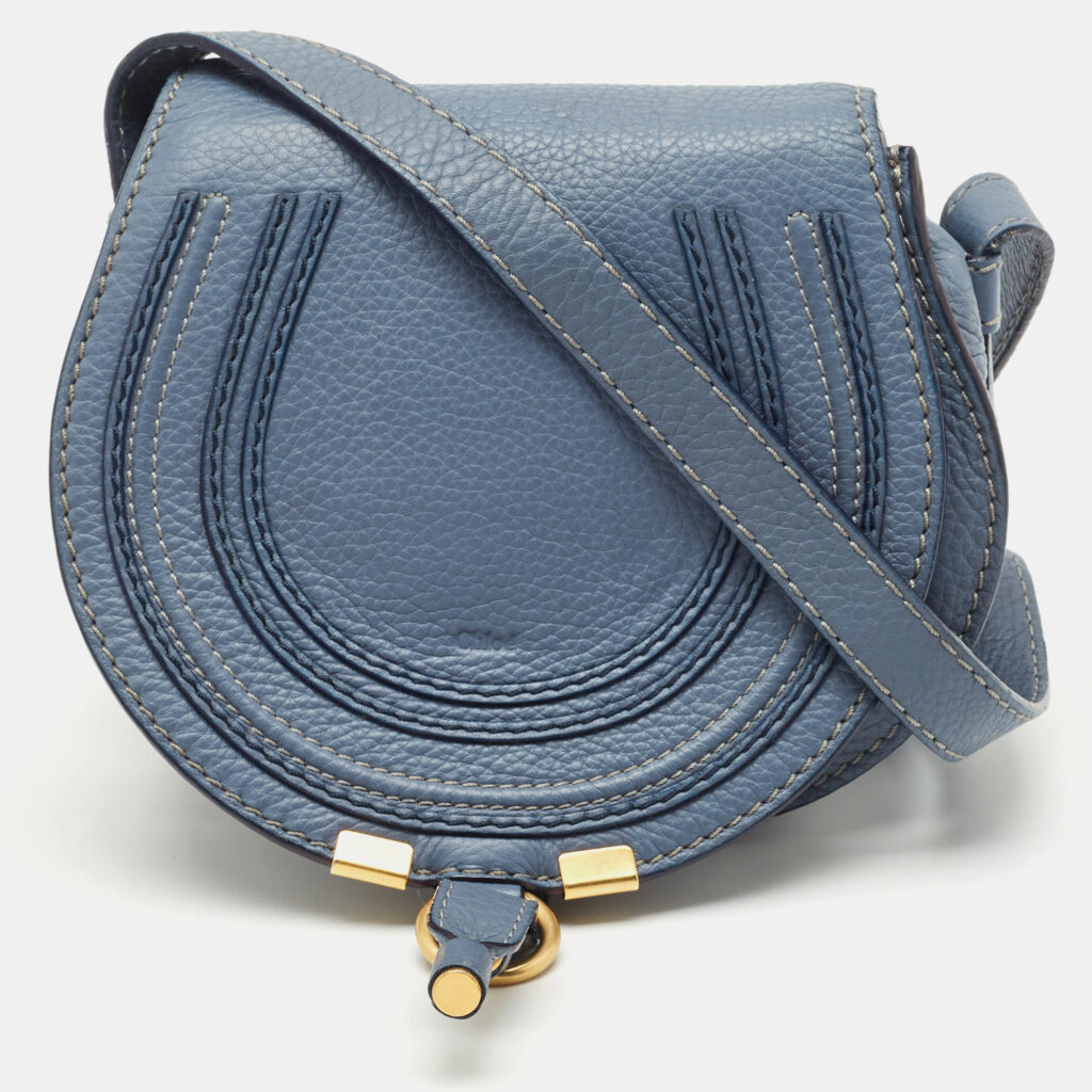 Chloe Blue Leather Mini Marcie Crossbody Bag Chloe Blue Leather Mini Marcie Crossbody Bag