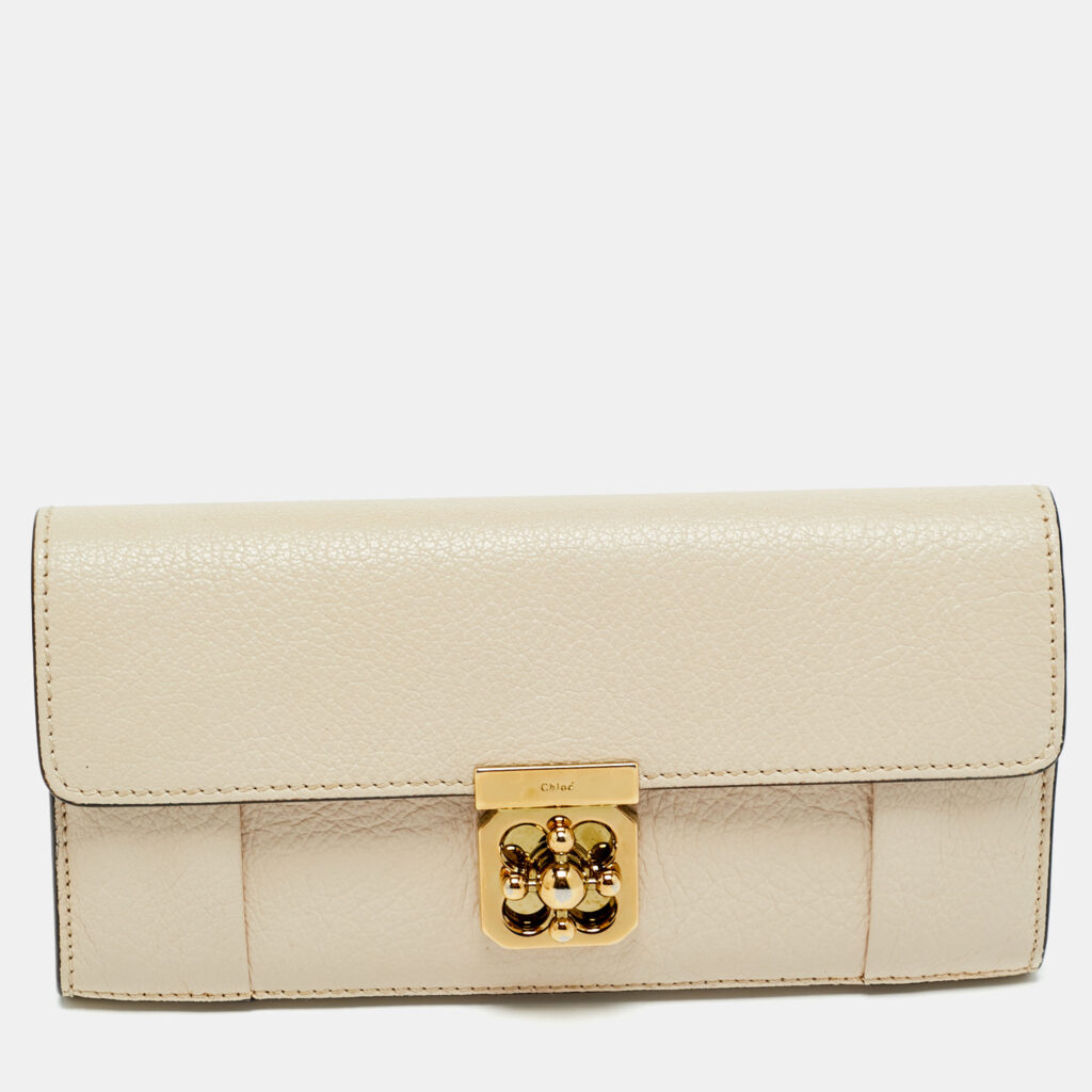 Chloe Beige Leather Elsie Continental Wallet Chloe Beige Leather Elsie Continental Wallet