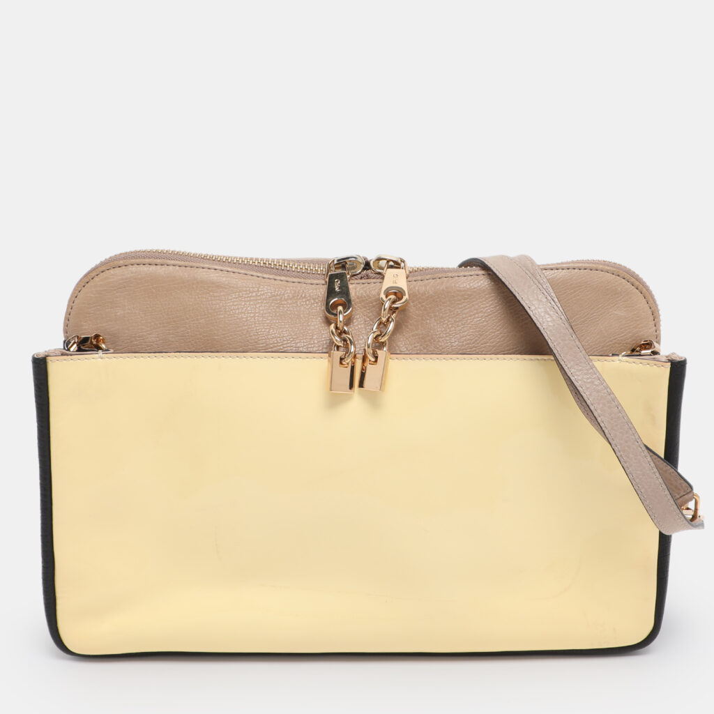 Chloe Tricolor Patent and Leather Lucy Shoulder Bag Chloe Tricolor Patent and Leather Lucy Shoulder Bag