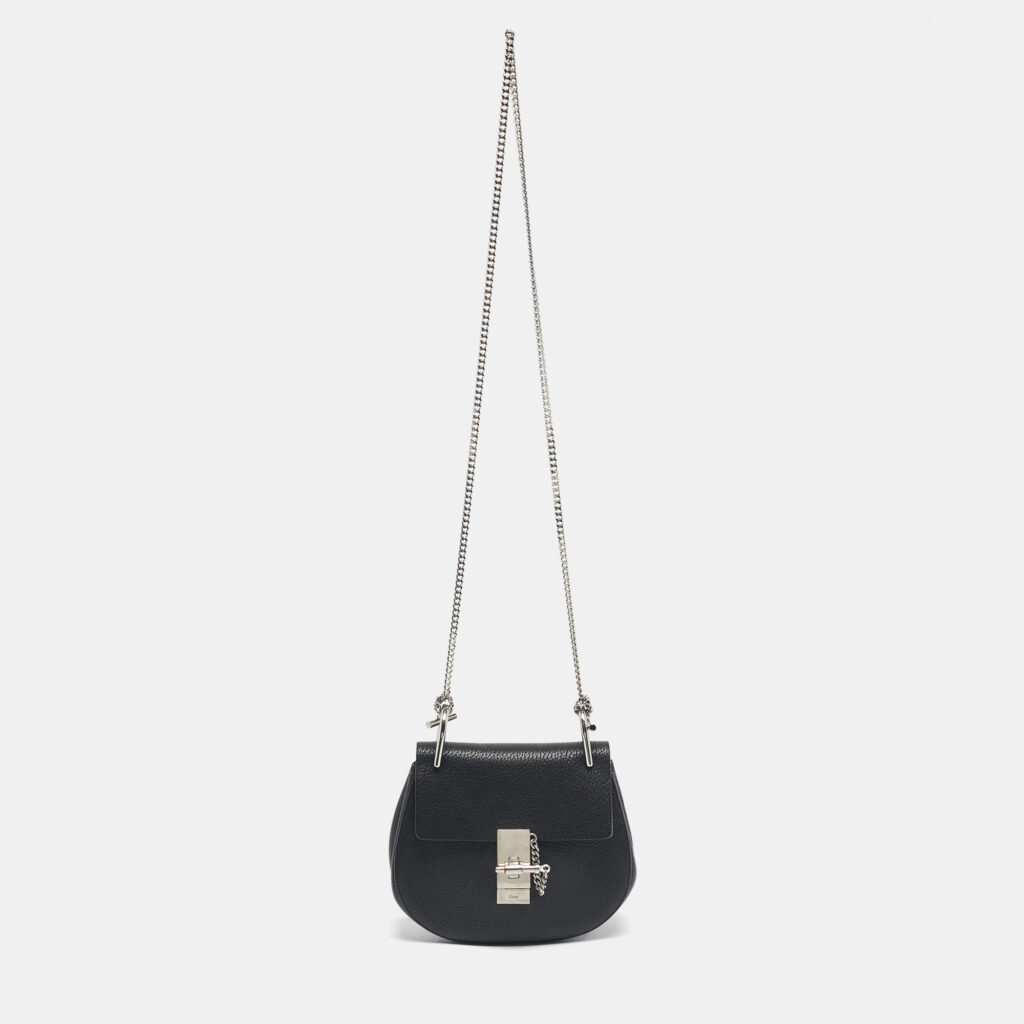 Chloé Black Leather Mini Drew Chain Shoulder Bag