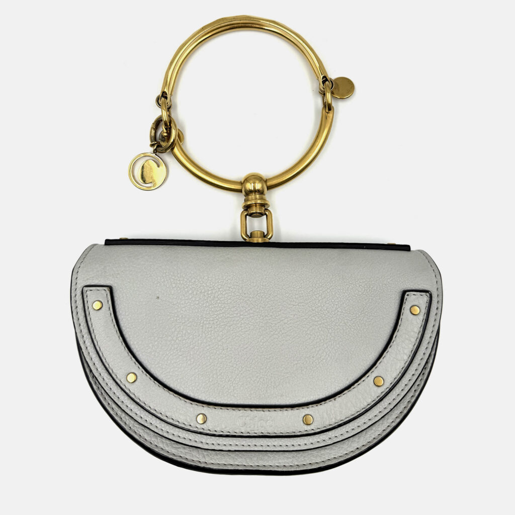 Chloe grey Leather Small Nile Bracelet Minaudiere Crossbody Bag