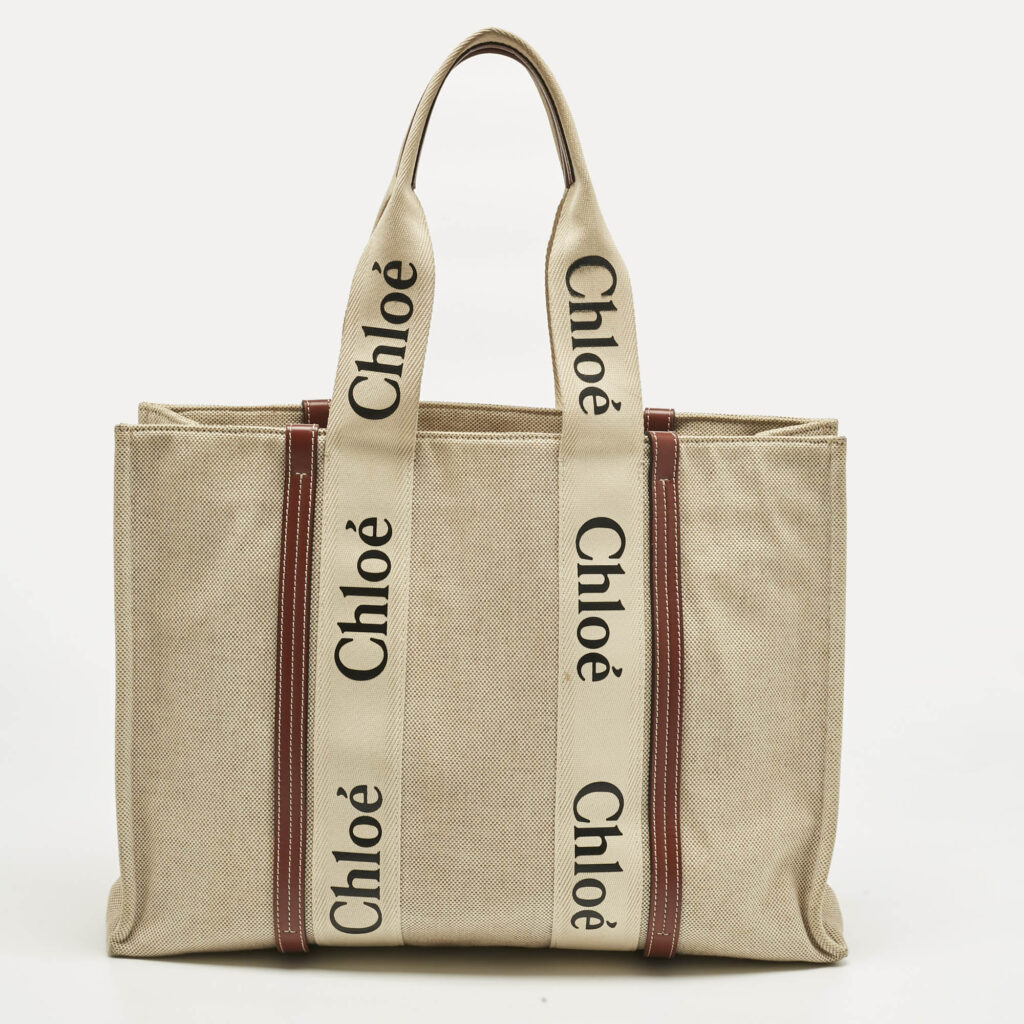 luxury-women-chloe-used-handbags-p1213883-016.jpg Chloe Beige/Brown Canvas and Leather Large Woody Tote