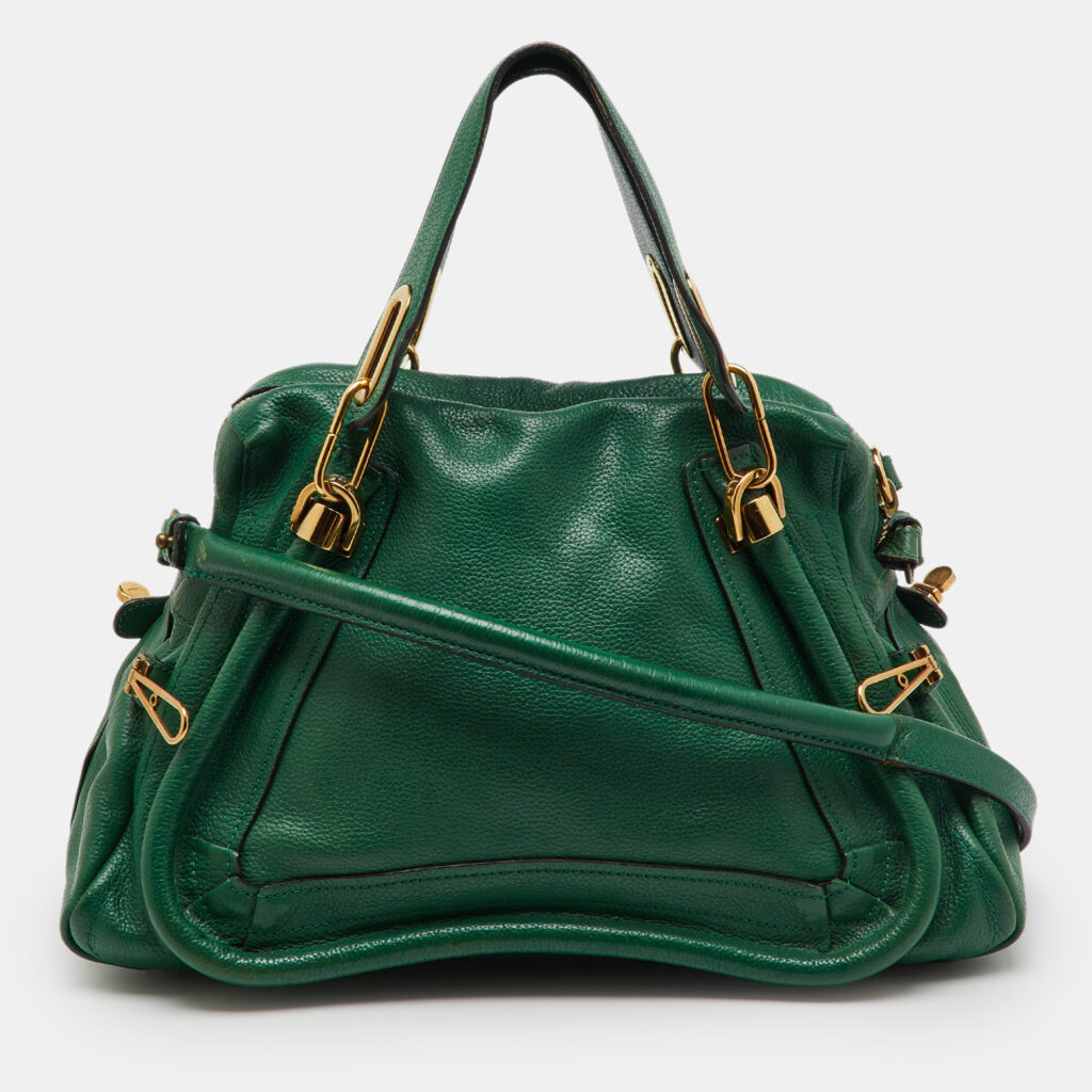 Chloe Emerald Green Leather Medium Military Strap Paraty Shoulder Bag Chloe Emerald Green Leather Medium Military Strap Paraty Shoulder Bag