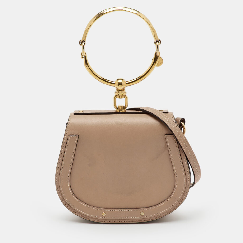 Chloe Beige Leather and Suede Small Nile Bracelet Shoulder Bag