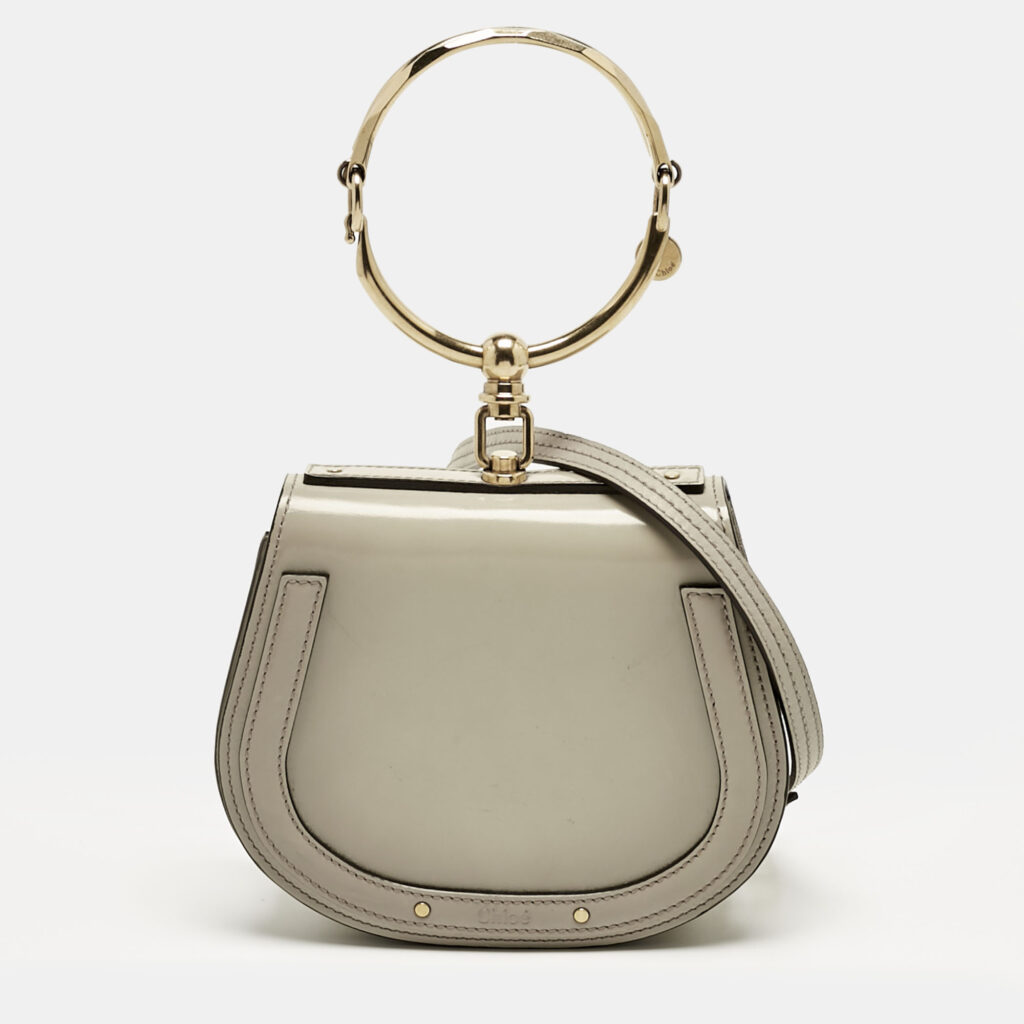 Chloe Beige Patent Leather and Suede Small Nile Bracelet Shoulder Bag