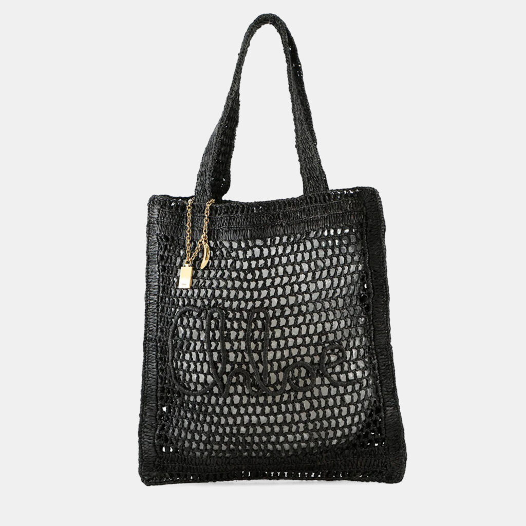 Chloe Summer Banana Tote Bag Black Raffia Chloe Summer Banana Tote Bag Black Raffia