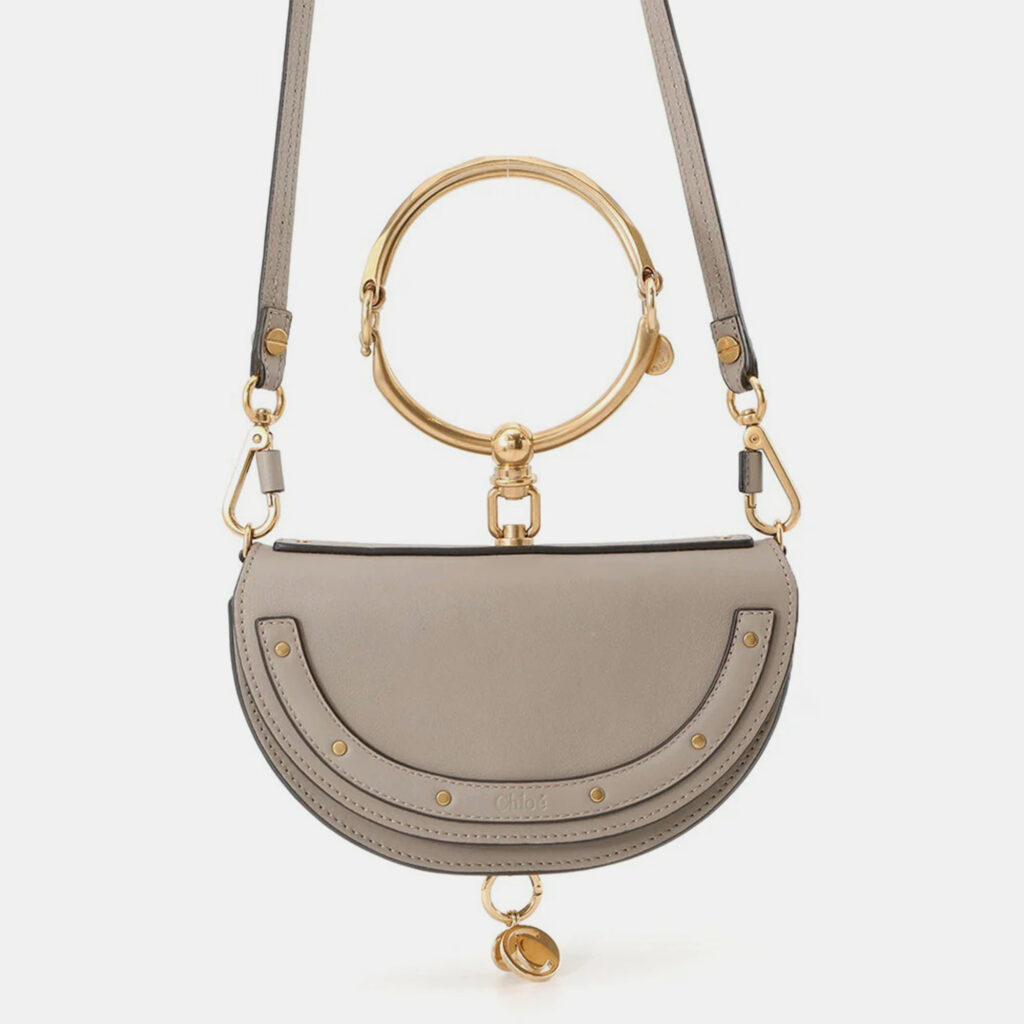 Chloe Nile Minaudiere 2-Way Bag Gray Leather Chloe Nile Minaudiere 2-Way Bag Gray Leather