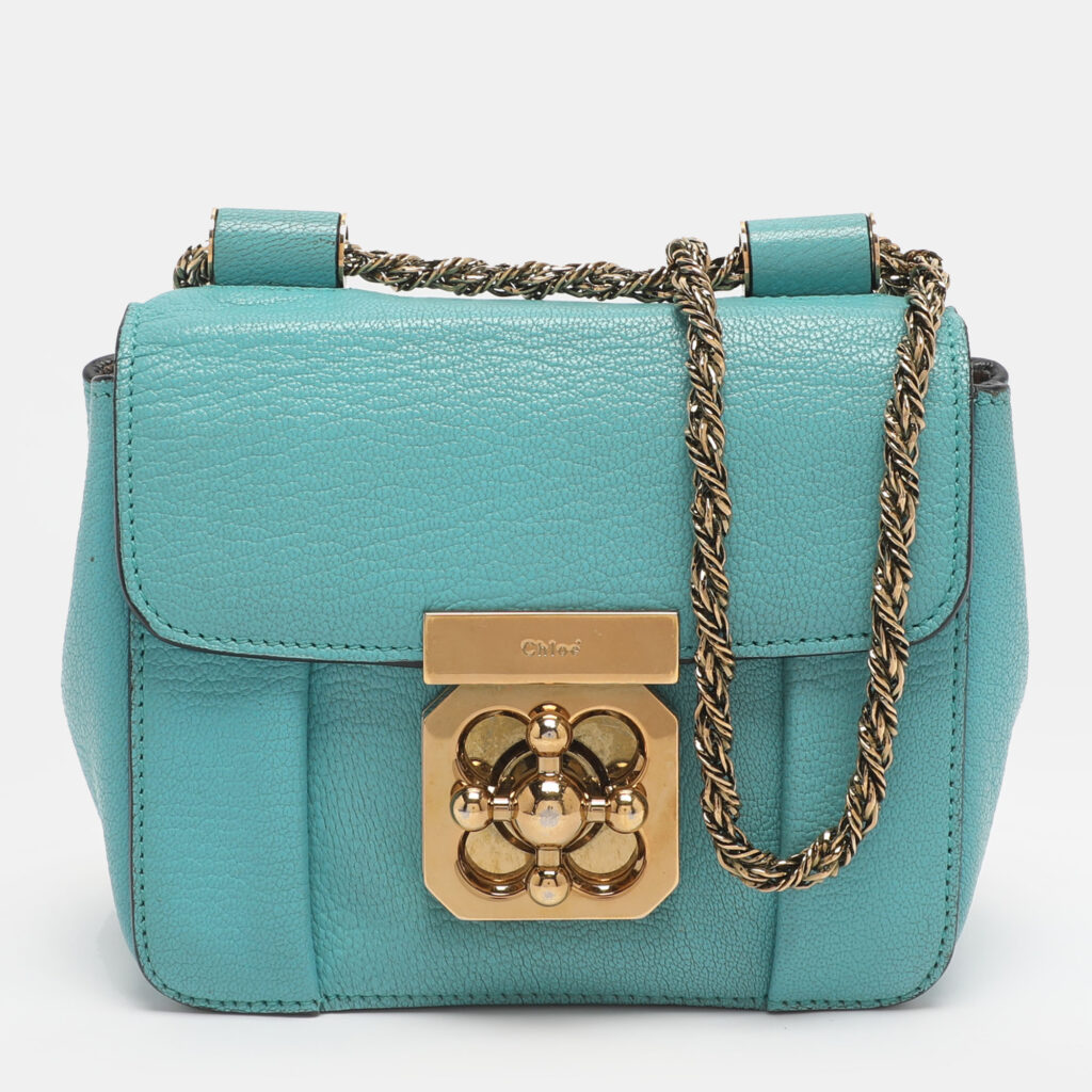 Chloe Turquoise Leather Mini Elsie Crossbody Bag Chloe Turquoise Leather Mini Elsie Crossbody Bag