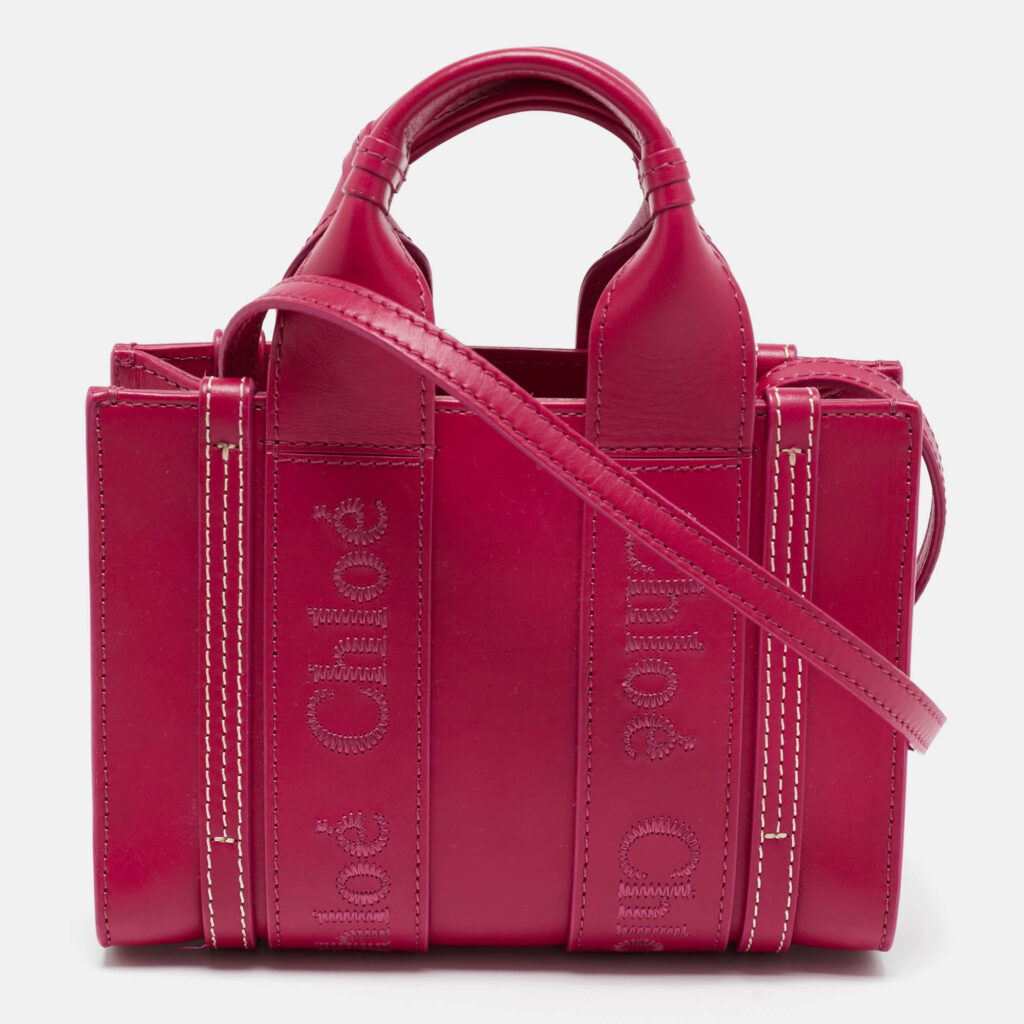 Chloe Magenta Leather Mini Woody Tote Chloe Magenta Leather Mini Woody Tote