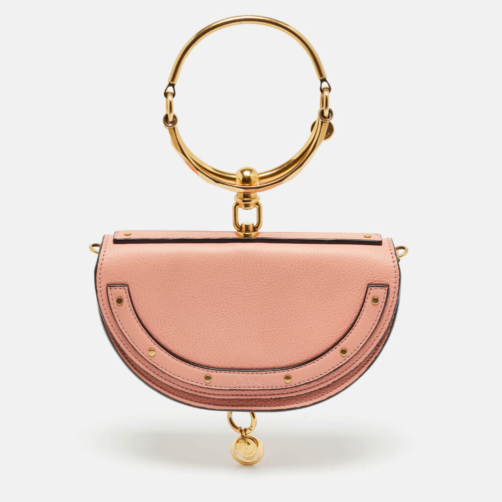 Chloé Peach Leather Nile Bracelet Minaudiere Crossbody Bag