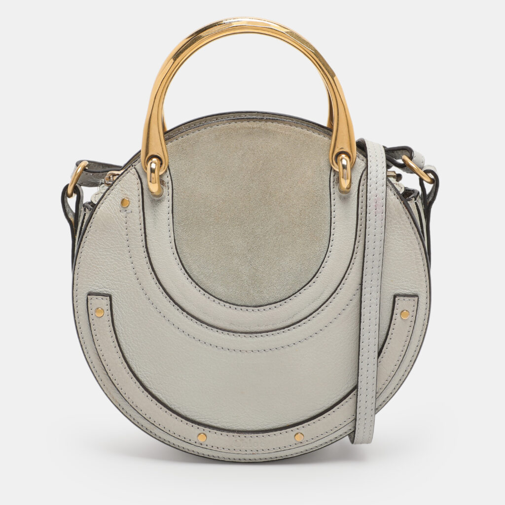 Chloe Grey Leather and Suede Small Pixie Round Crossbody Bag Chloe Grey Leather and Suede Small Pixie Round Crossbody Bag