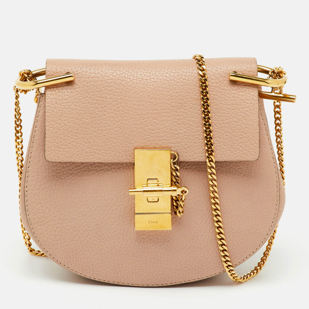 Chloe Beige Leather Small Drew Chain Shoulder Bag