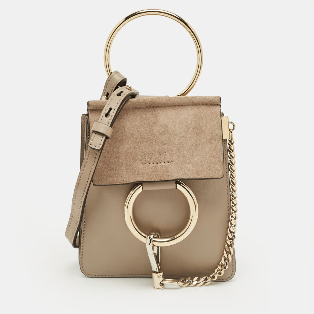 Chloe Beige Leather and Suede Mini Faye Crossbody Bag
