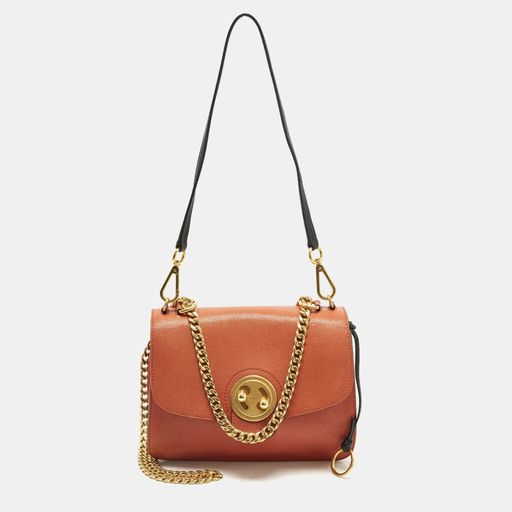 Chloe Mily Orange Leather and Suede Shoulder Bag Chloe Mily Orange Leather and Suede Shoulder Bag