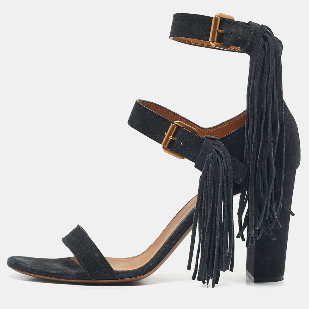 Chloe Navy Blue Suede Fringe Detail Ankle Strap Sandals Size 40.5 Chloe Navy Blue Suede Fringe Detail Ankle Strap Sandals Size 40.5