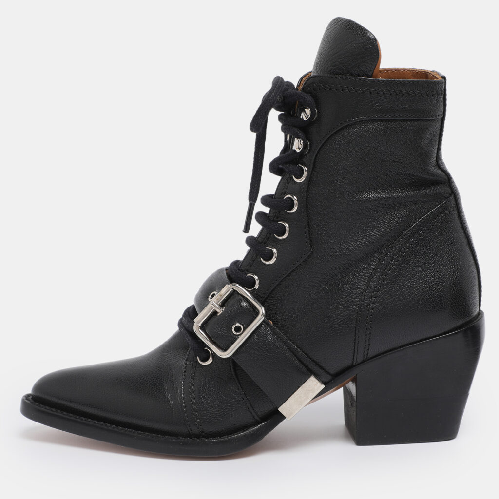 Chloe Black Leather Lace Up Booties Size 35 Chloe Black Leather Lace Up Booties Size 35