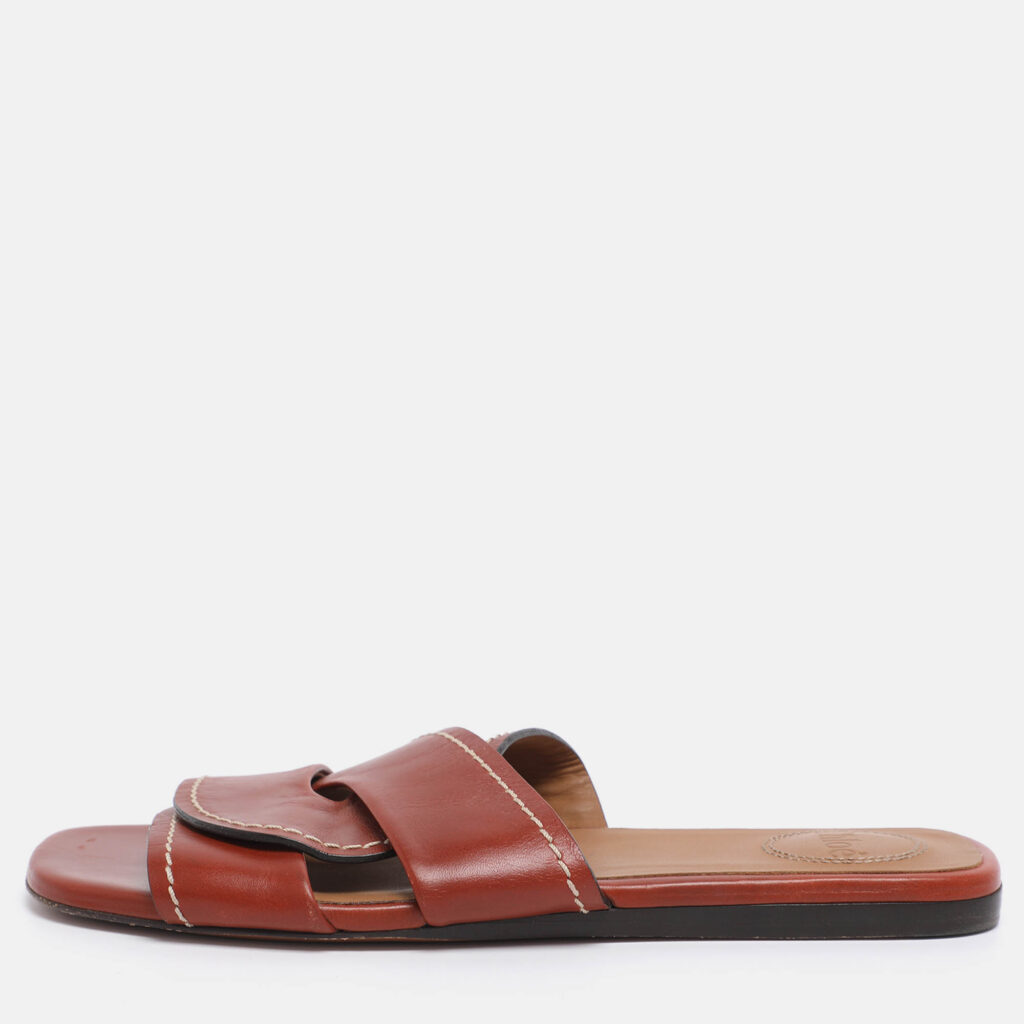 Chloe Brown Leather Slide Sandals Size 35 Chloe Brown Leather Slide Sandals Size 35