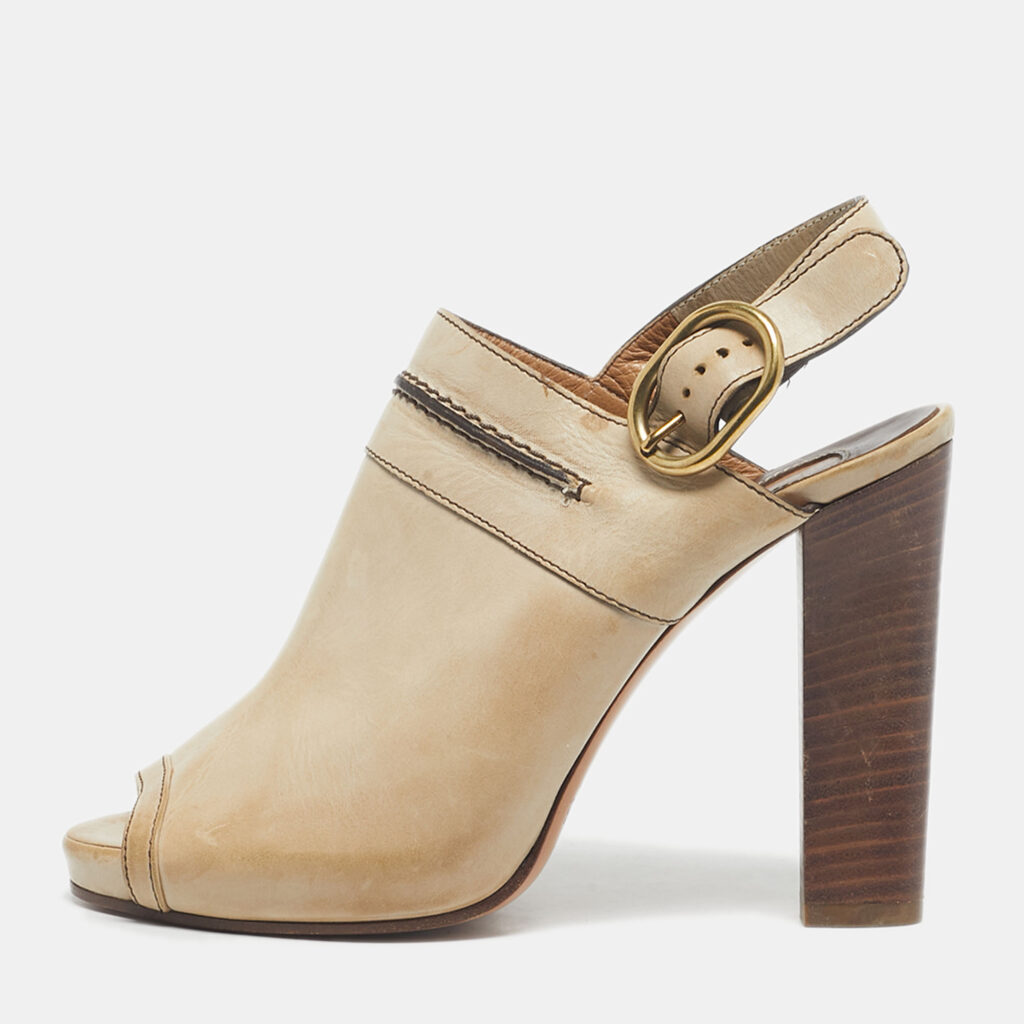 luxury-women-chloe-used-shoes-p1218687-001-1.jpg Chloe Tan Leather Peep Toe Ankle Strap Sandals Size 37