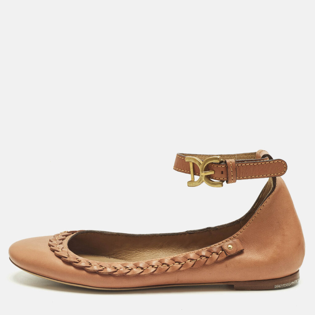 Chloe Brown Leather Braided Cuff Ballet Flats Size 37 Chloe Brown Leather Braided Cuff Ballet Flats Size 37