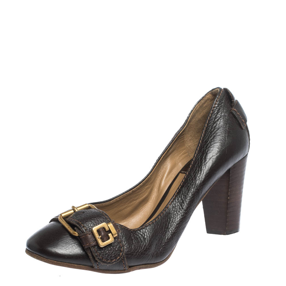 Chloe Brown Leather Buckle Detail Pumps Size 37 Chloe Brown Leather Buckle Detail Pumps Size 37