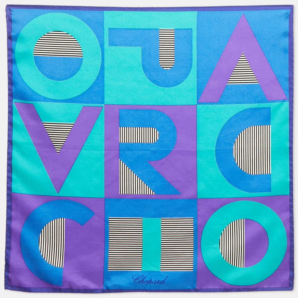 Chopard Blue/Multicolor Logo Print Silk Scarf Chopard Blue/Multicolor Logo Print Silk Scarf