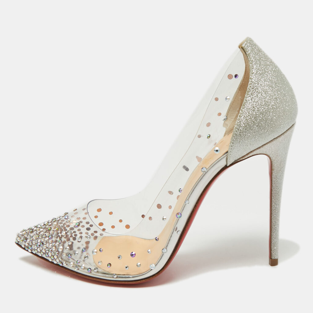 Christian Louboutin Silver Glitter and PVC Degrastrass Pumps Size 38 Christian Louboutin Silver Glitter and PVC Degrastrass Pumps Size 38