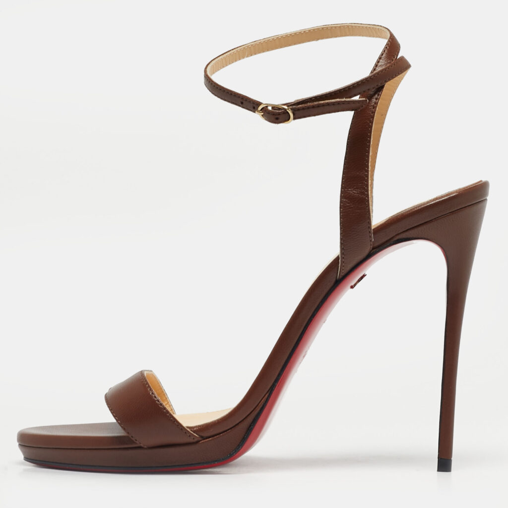 Christian Louboutin Brown Leather Loubi Queen Sandals Size 40