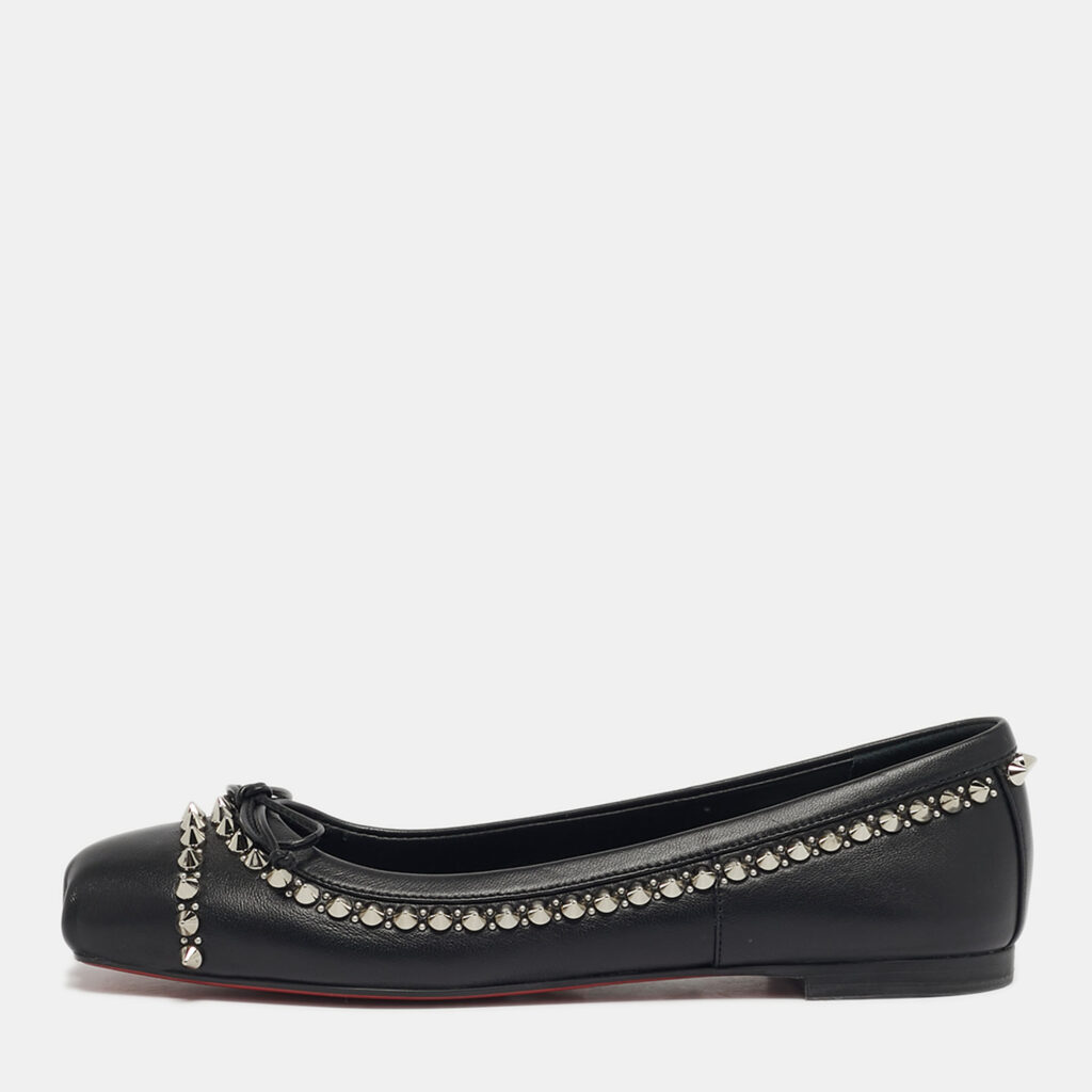 Christian Louboutin La massine Size 36.5 Black Leather Ballet Flats