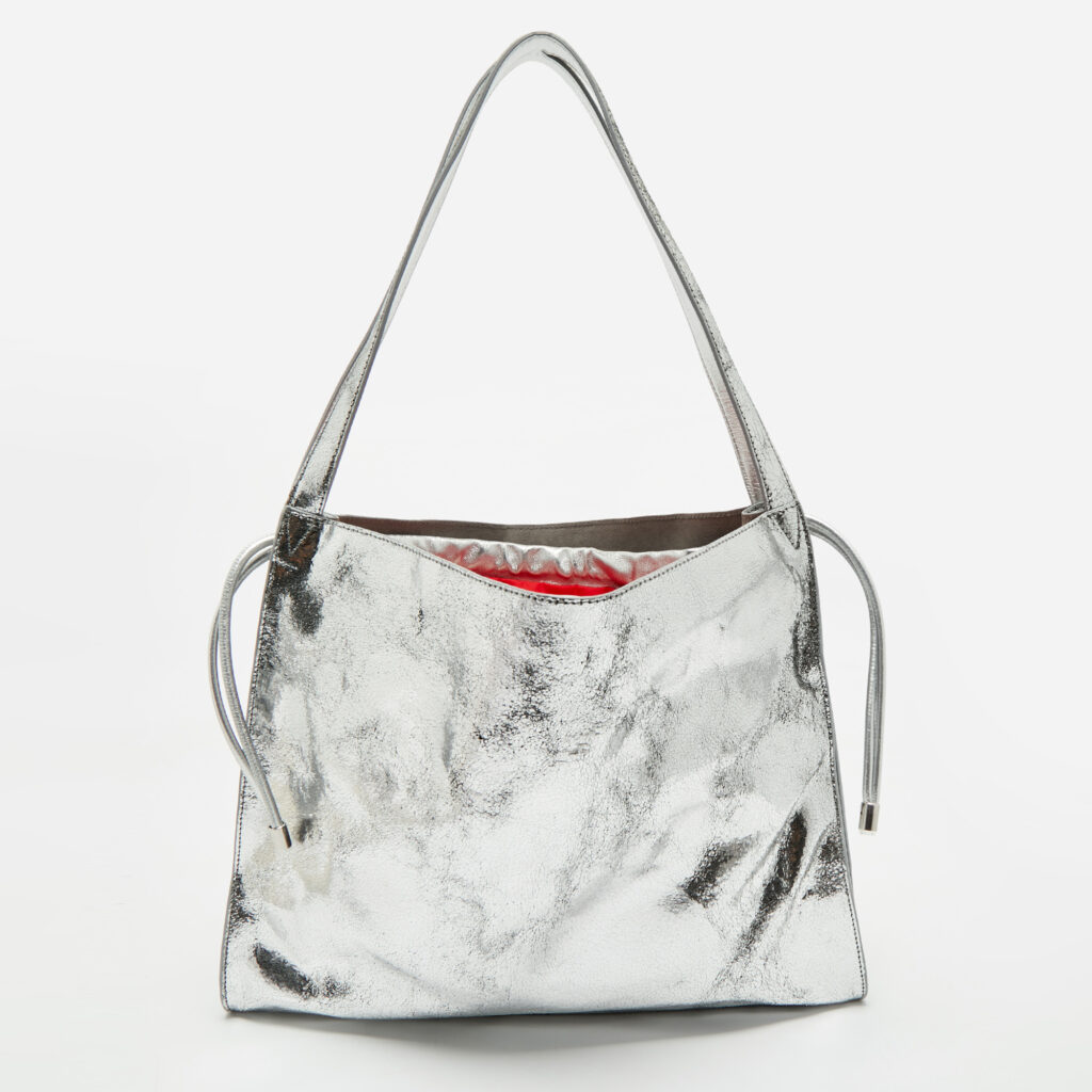 Christian Louboutin Silver Crackled Patent Leather Le 54 Tote