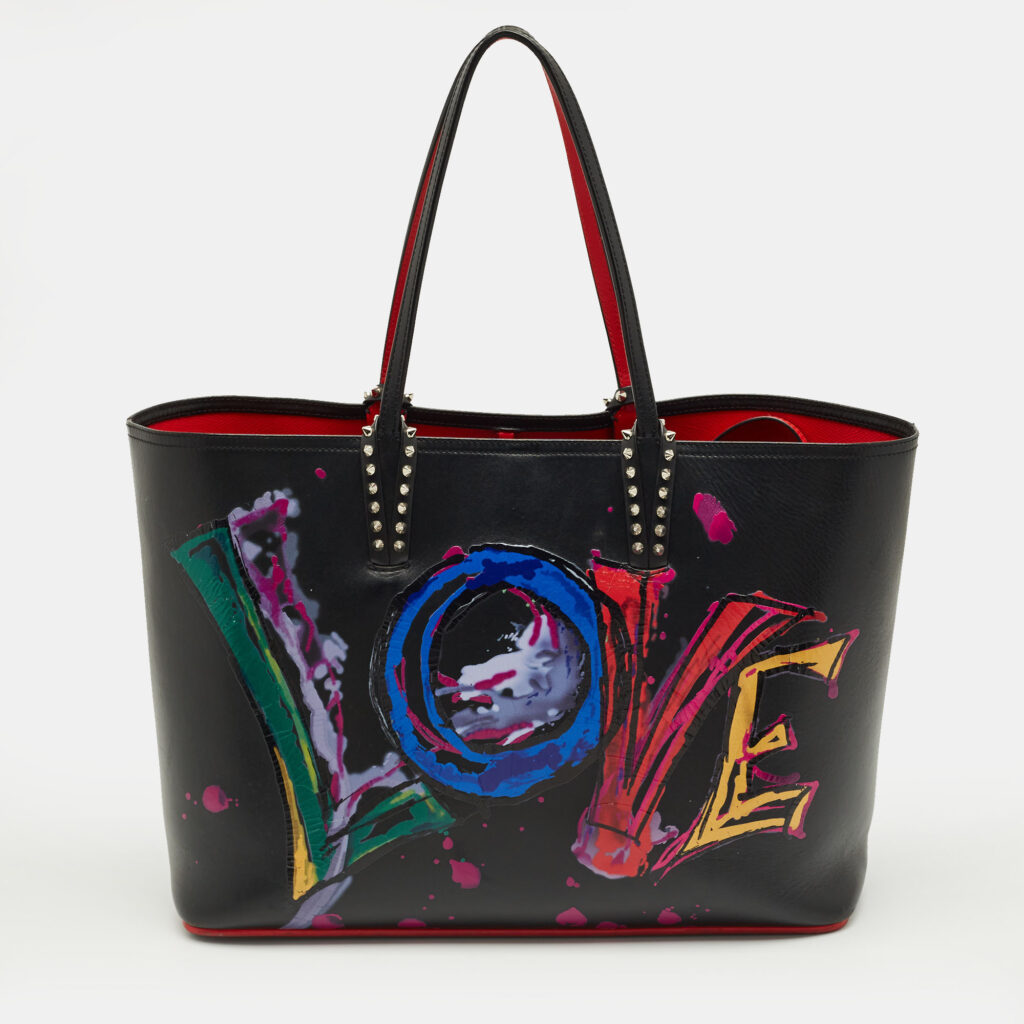 Christian Louboutin Black Leather Large Love Cabata Tote Christian Louboutin Black Leather Large Love Cabata Tote